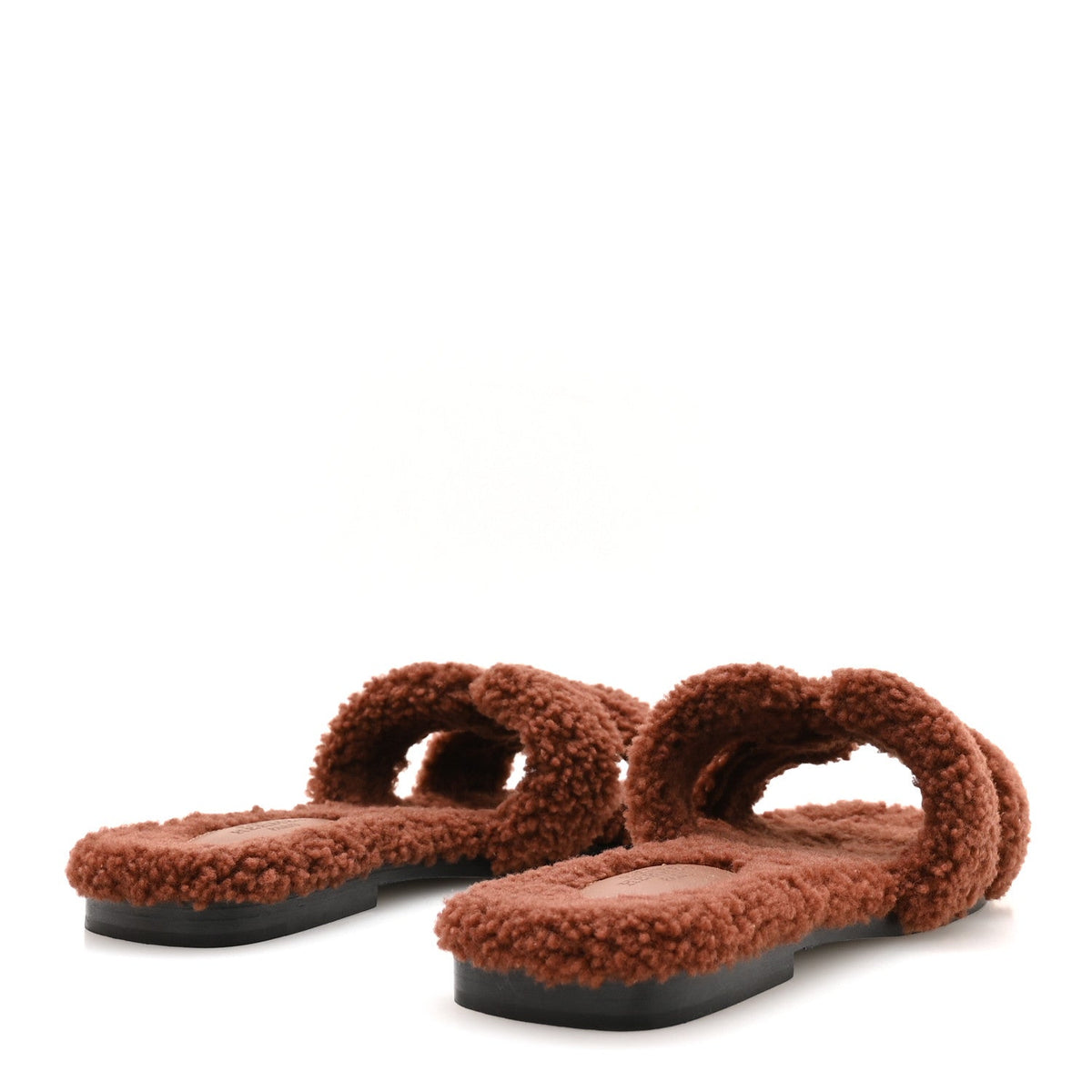 Hermes Woolskin Women's Oran Sandals 36 Cognac