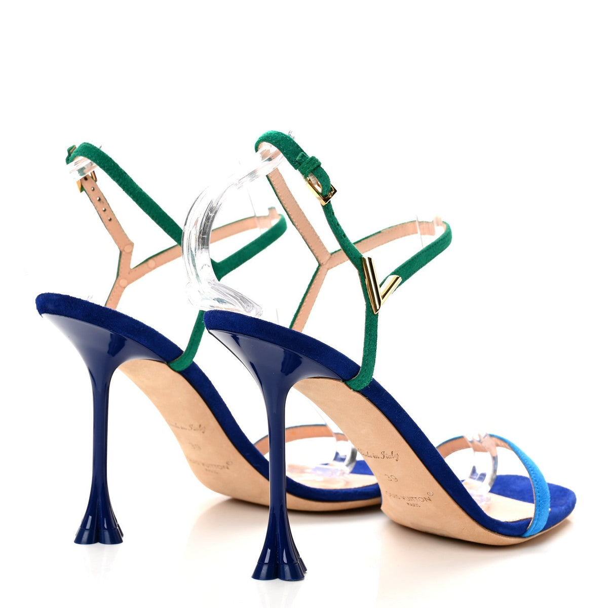 Louis Vuitton Suede Goatskin Women's Blossom Sandals 39 Blue