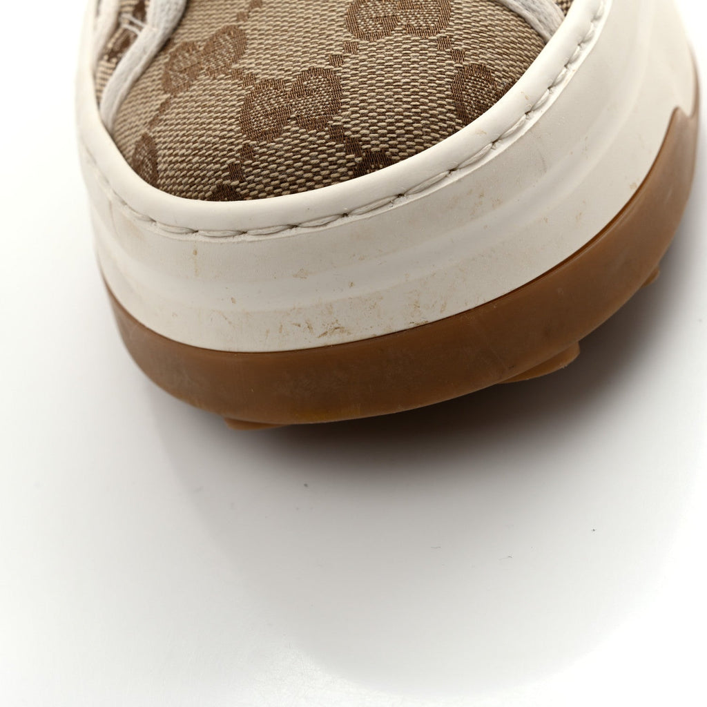 Gucci Canvas Women's GG Monogram Tennis 1977 High Top Platform Sneakers 38.5 Beige Ebony
