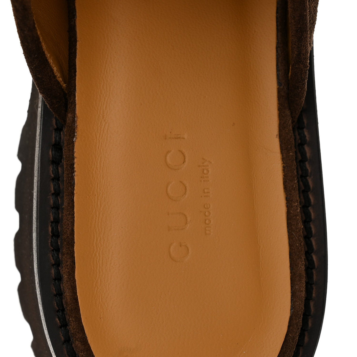 Gucci Suede Women's Horsebit Platform Mules 37.5 Washed Brown