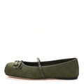 Gucci GG Canvas Women's Monogram Horsebit Bow Ballet Flats 39 Green