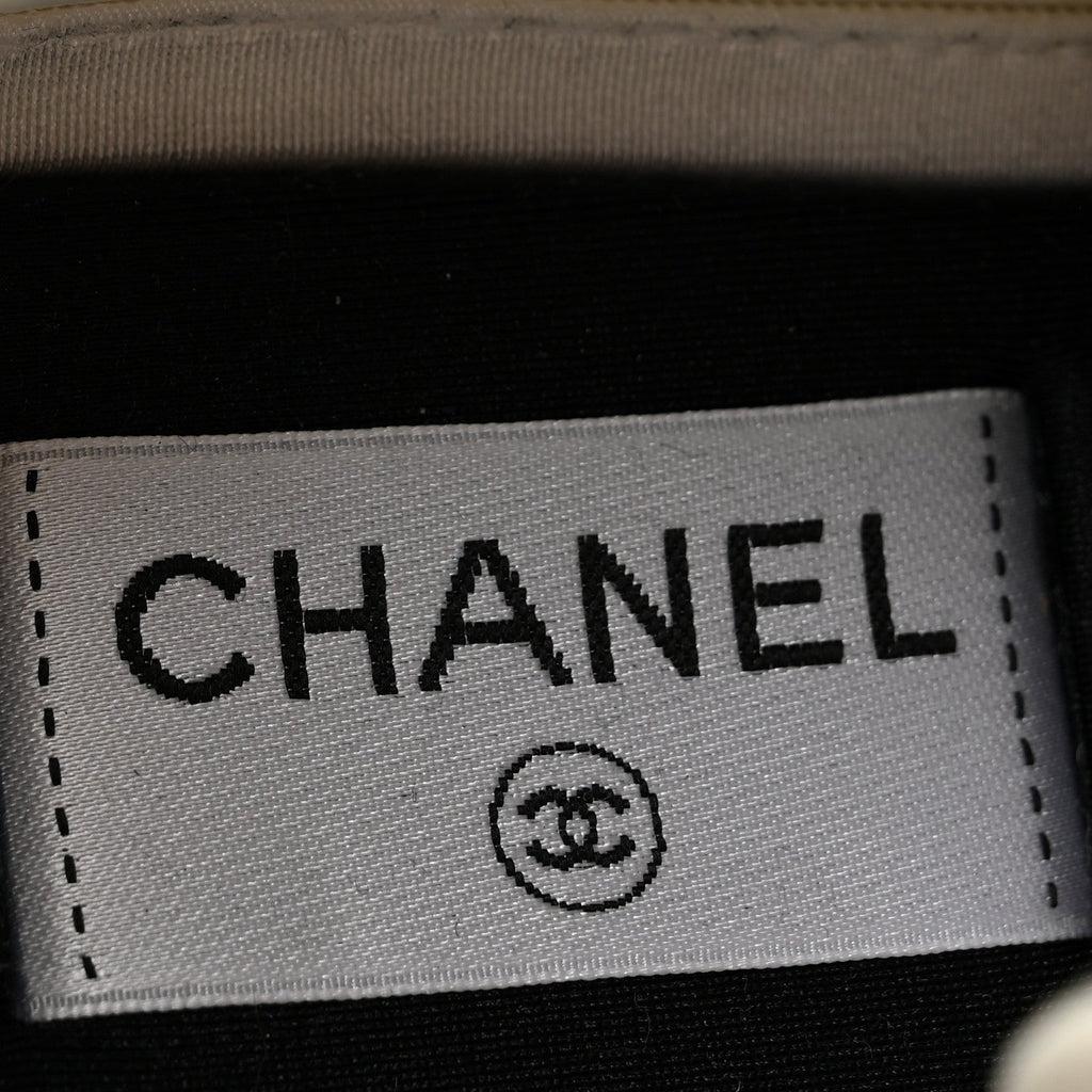 Chanel Velvet Calfskin Mixed Fibers Women's CC Sneakers 37.5 Ivory Black