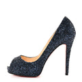 Christian Louboutin Glitter Leather Women's Very Prive 120 Pumps 37 Bleu Marine