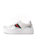 Gucci Metallic Nappa Web Women's Chunky Sneakers 38 Silver