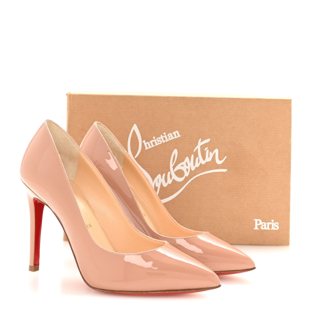 Christian Louboutin Patent Women's Pigalle 100 Pumps 35 Nude