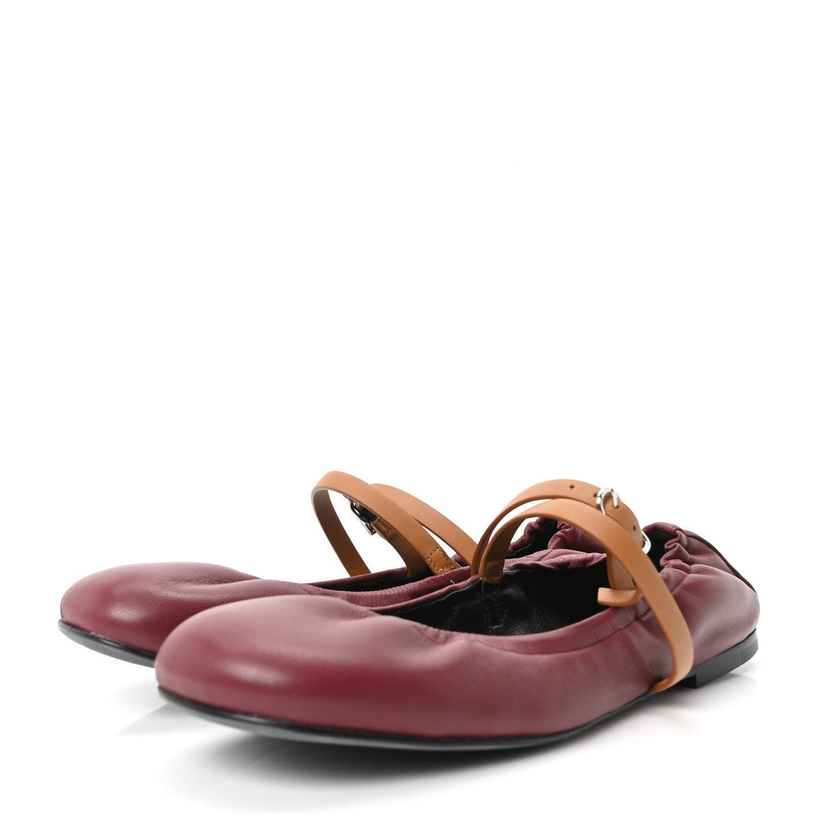 Hermes Nappa Women's Jolly Ballet Flats 38.5 Rouge H Naturel