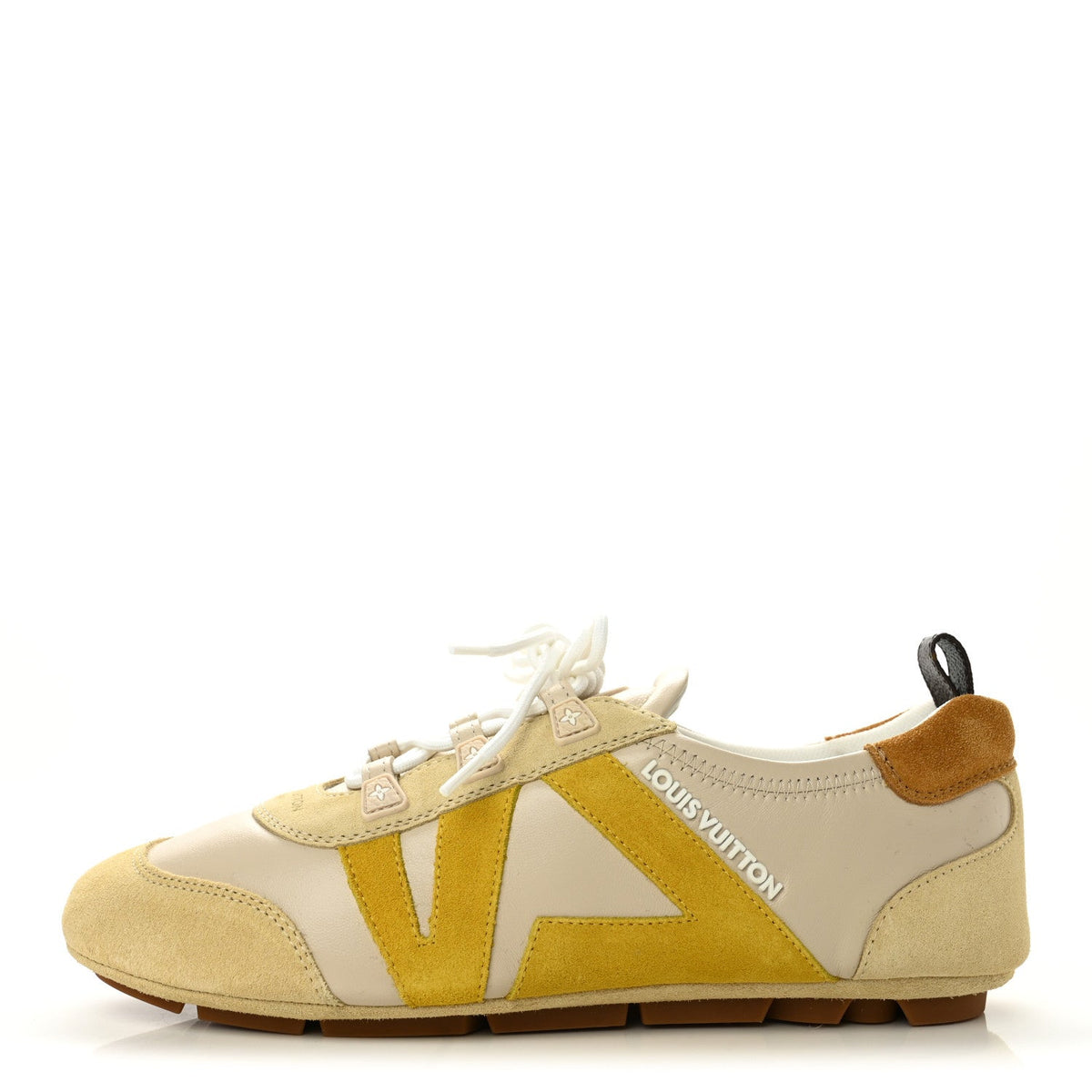 Louis Vuitton Suede Calfskin Women's LV Sneakerina 37 Light Beige Yellow
