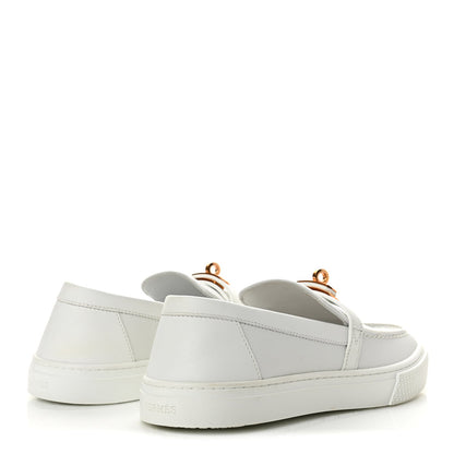 Hermes Epsom Calfskin Game Women's Slip On Sneakers White