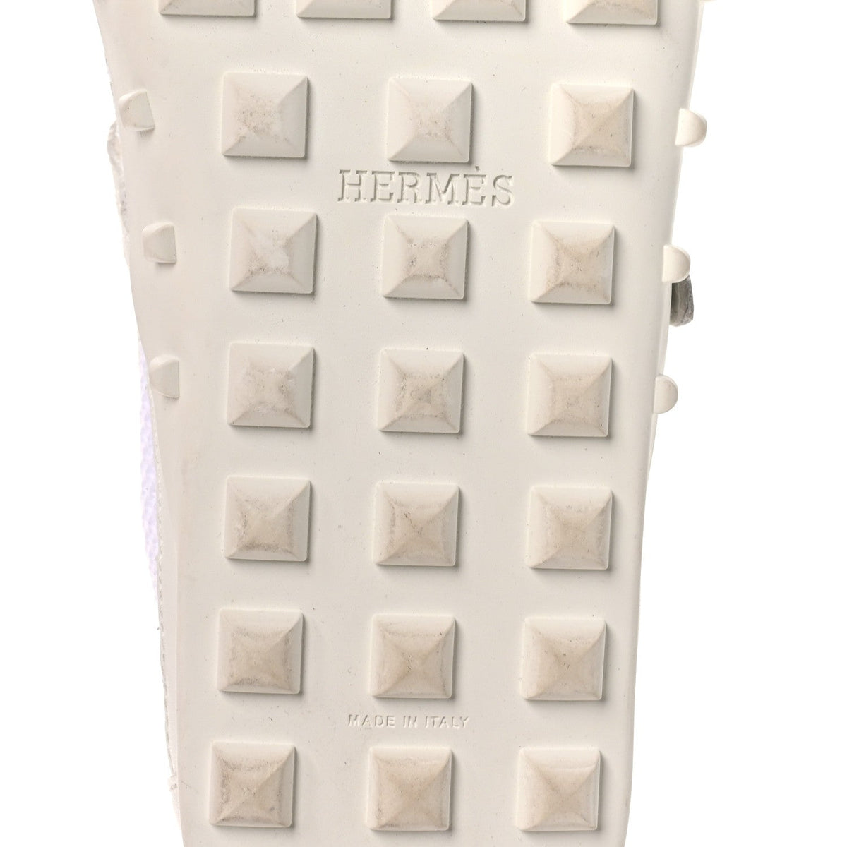Hermes Crochet Knit Calfskin Women's Kichu Ballet Flats 39 White