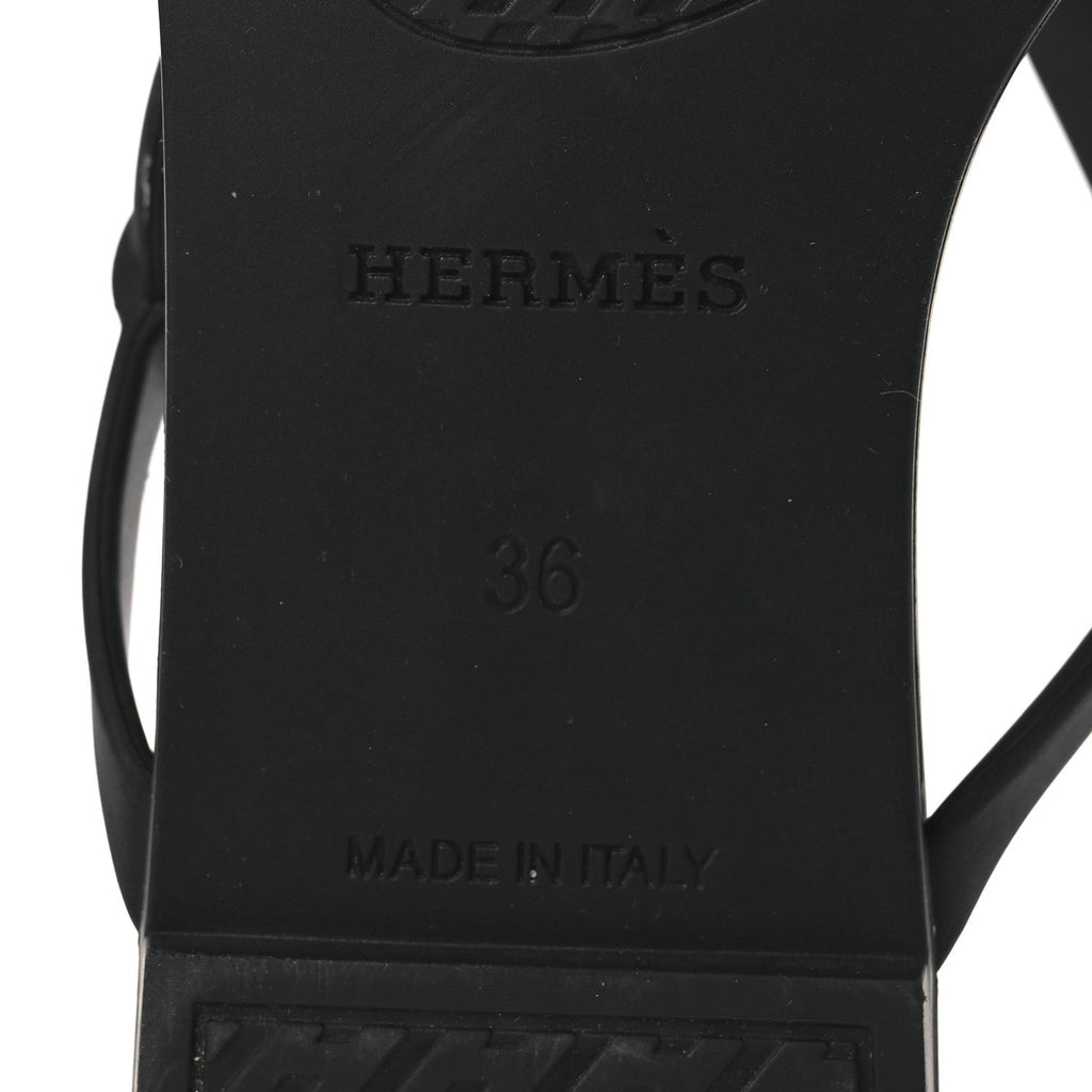 Hermes Rubber Women's Egerie Sandals 36 Black