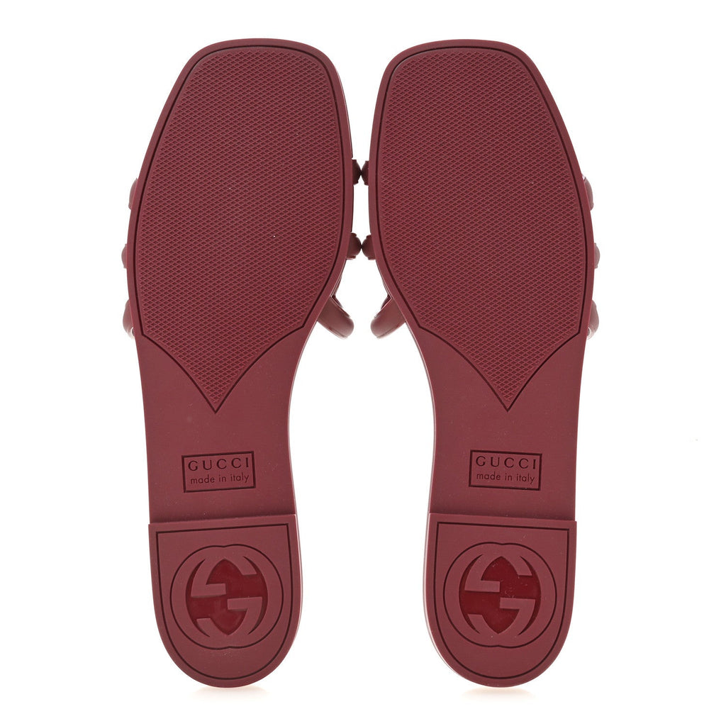 Gucci Rubber Women's Interlocking G Slide Sandals 39 Rosso Ancora
