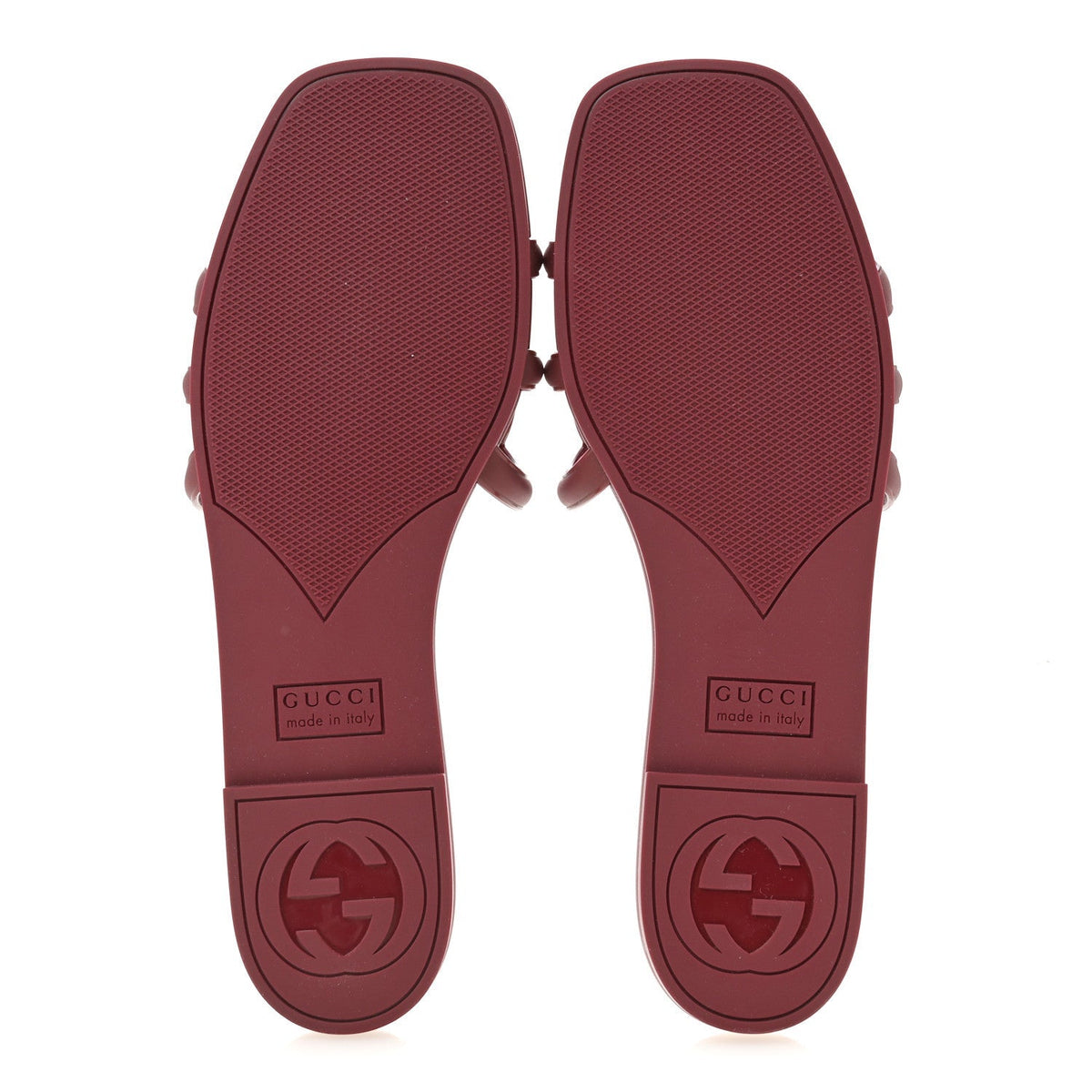 Gucci Rubber Women's Interlocking G Slide Sandals 39 Rosso Ancora