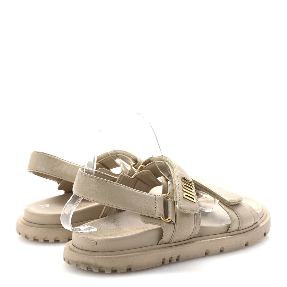 Christian Dior Lambskin Women's Dioract 10mm Sandals 41 Off White
