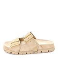 Prada Suede Women's Triangle Logo Slide Sandals 36 Ecru