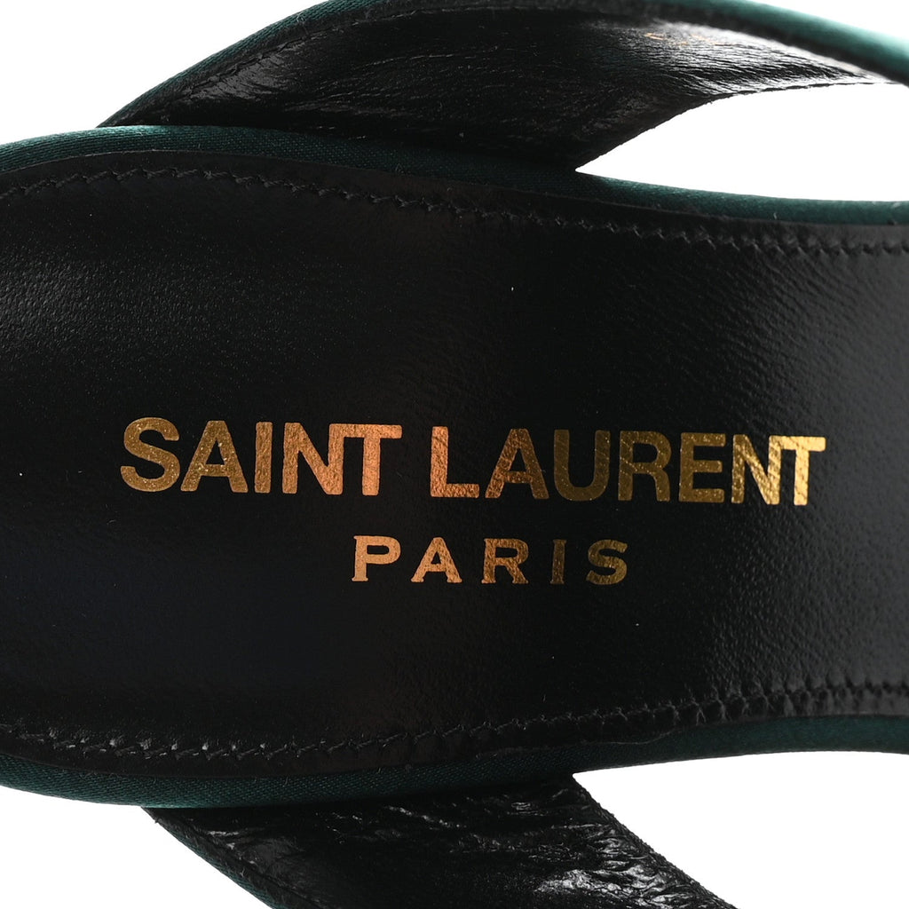 Saint Laurent Crepe Satin Women's Martha Mule 110 Sandals 35.5 Dorian Green