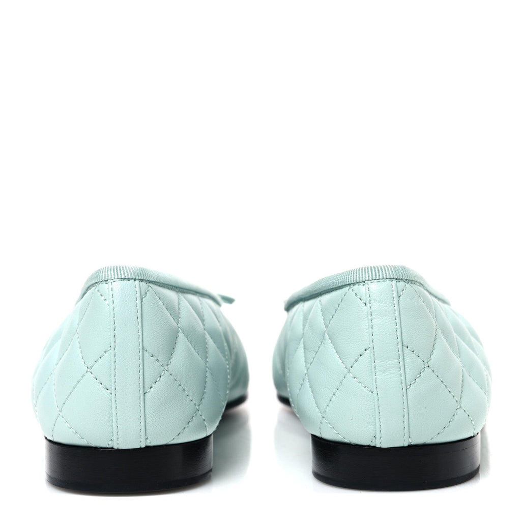 Chanel Quilted CC Cap Toe Women's Ballerina Flats Light Blue