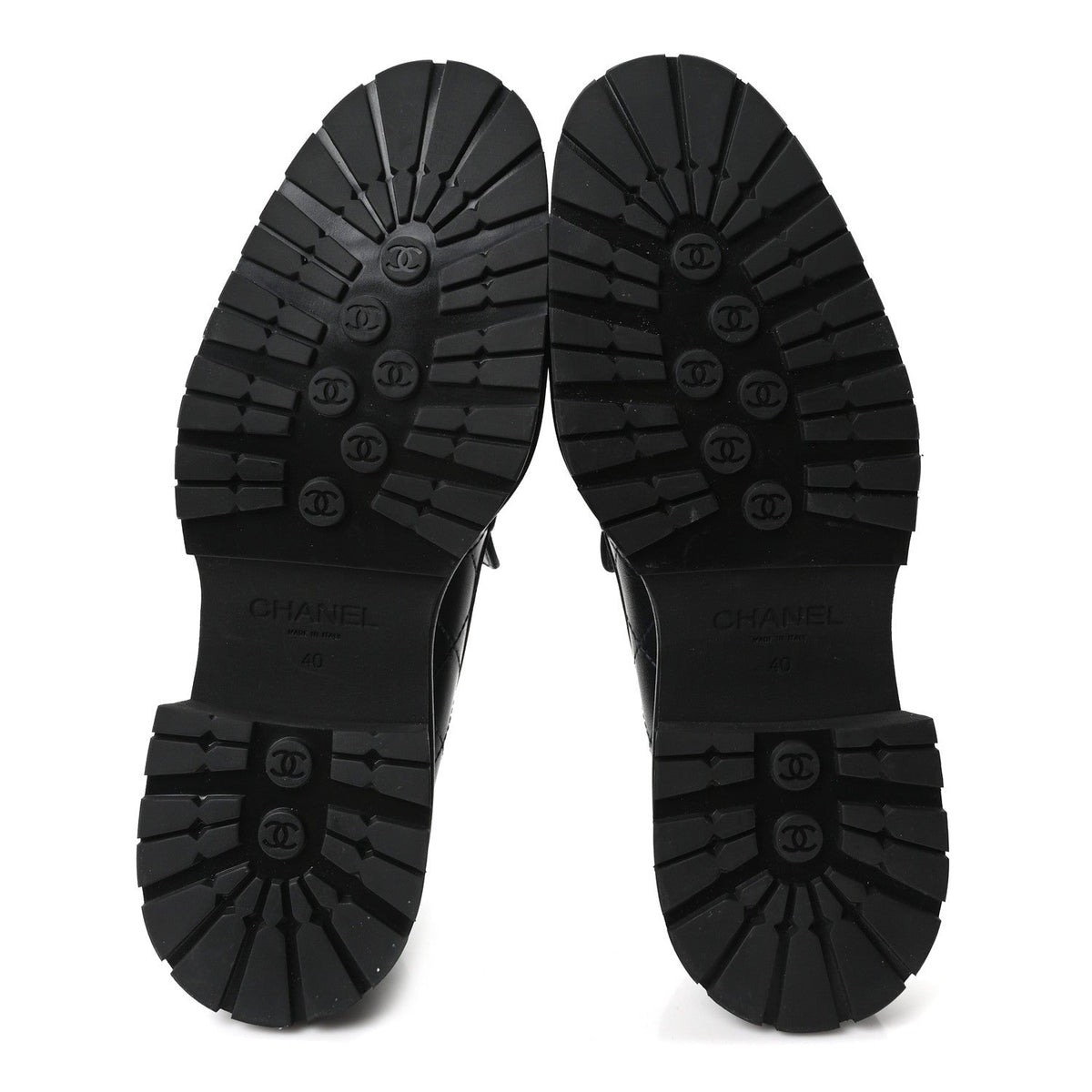 Chanel Calfskin Quilted CC Women's Mocassin Loafers Navy Blue