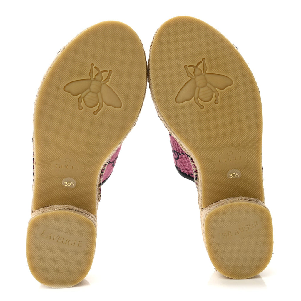 Gucci Canvas Women's Criss Cross Espadrille Sandals 35.5 Pink Blue