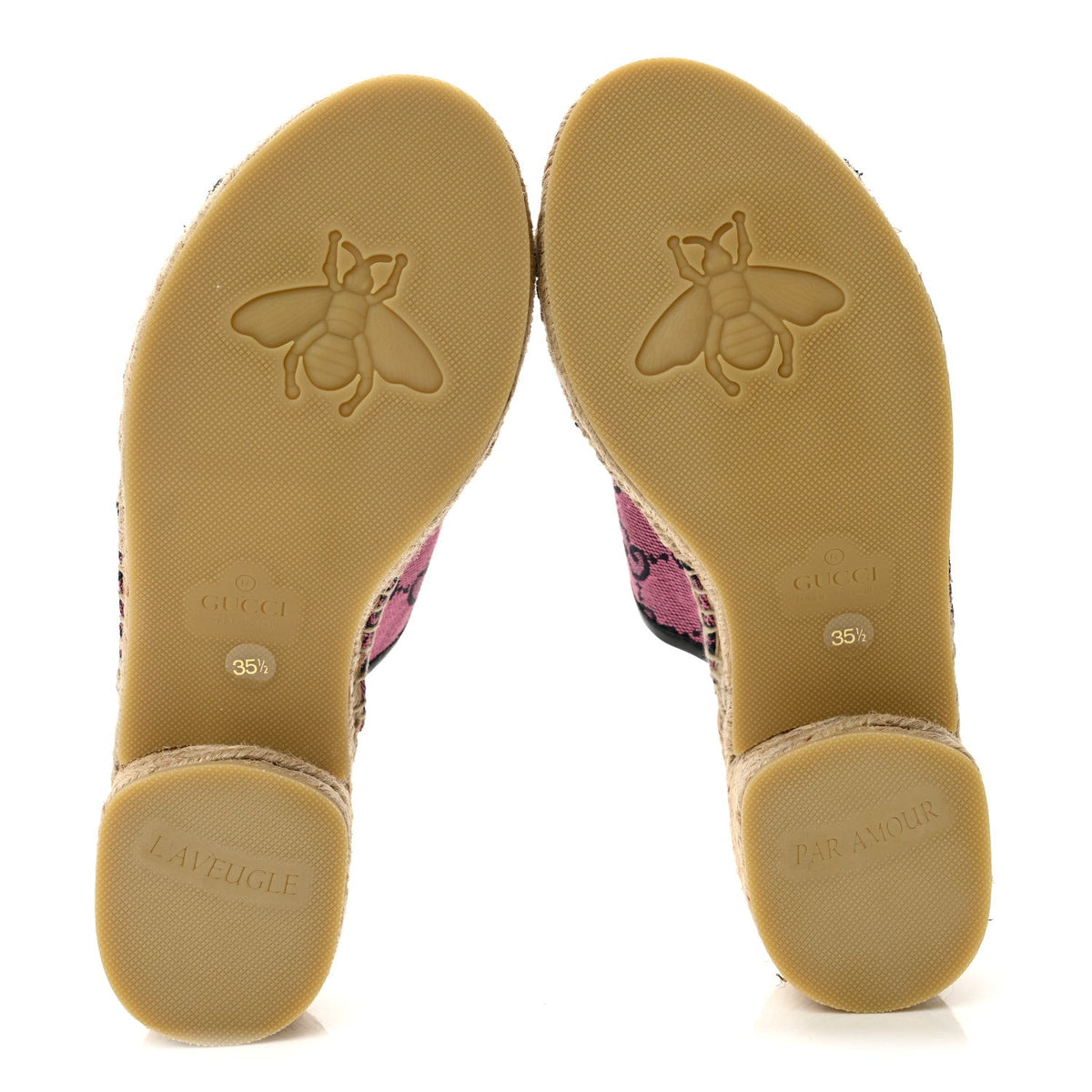 Gucci Canvas Women's Criss Cross Espadrille Sandals 35.5 Pink Blue