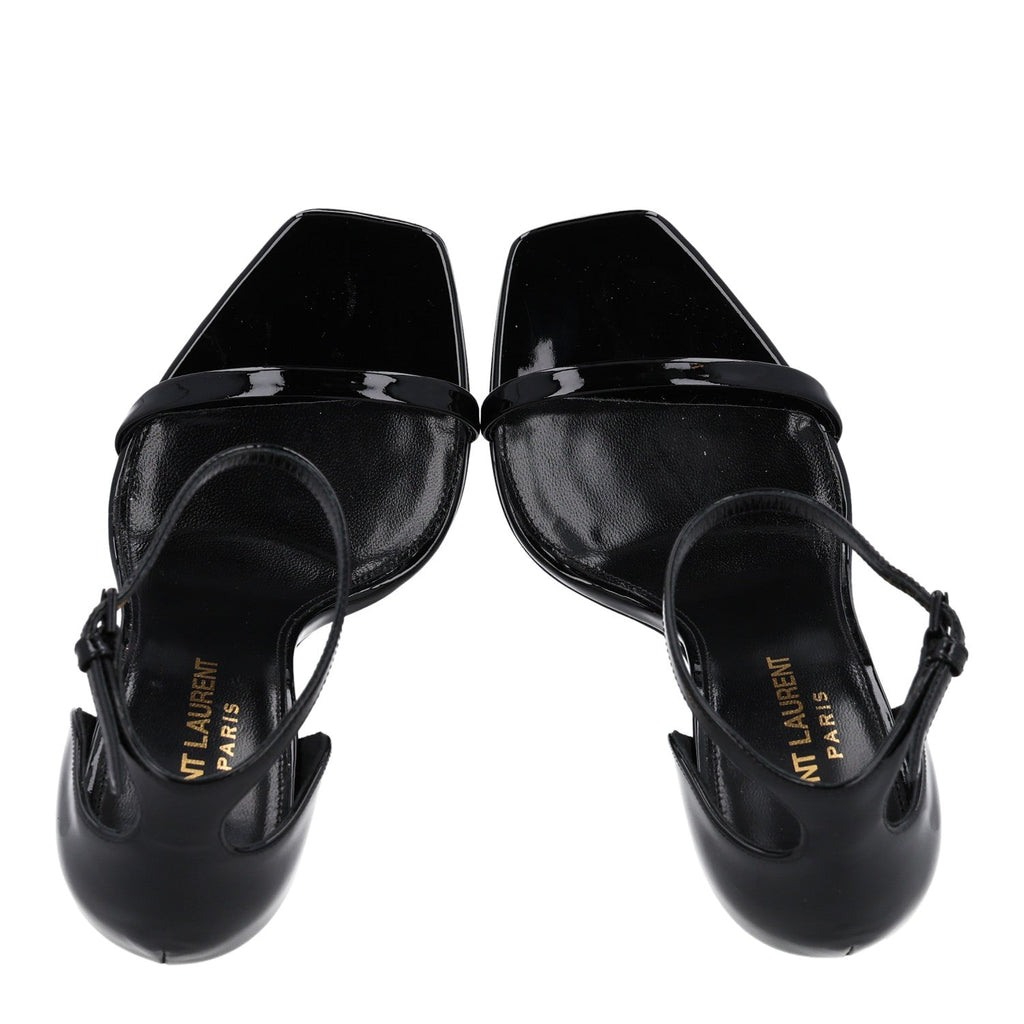 Saint Laurent Patent Calfskin Women's Opyum 110 Sandals 35 Black Gold
