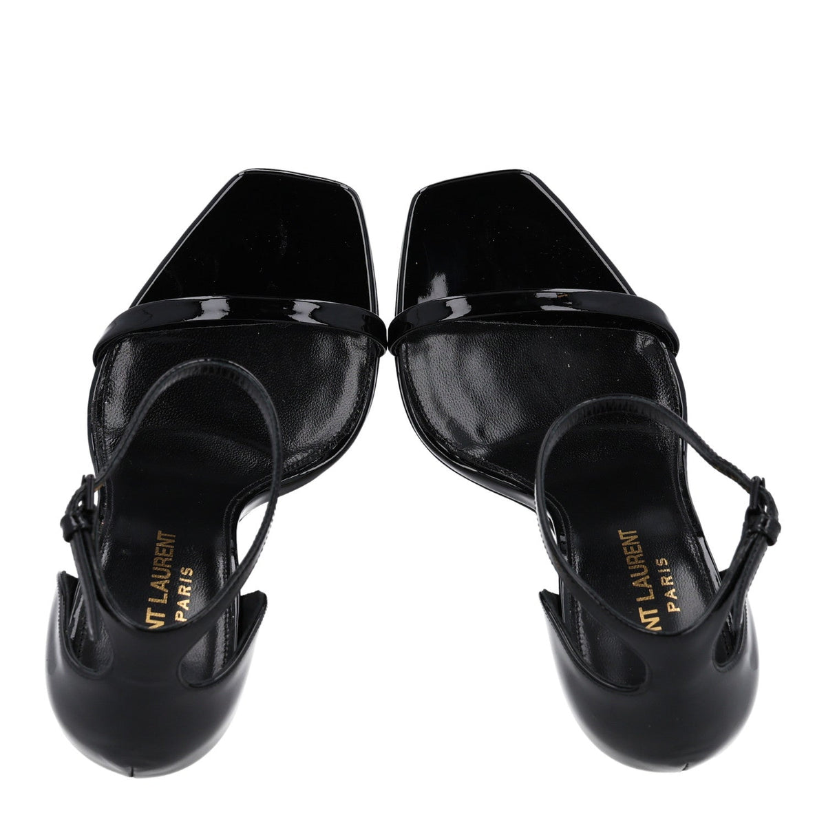 Saint Laurent Patent Calfskin Women's Opyum 110 Sandals 35 Black Gold