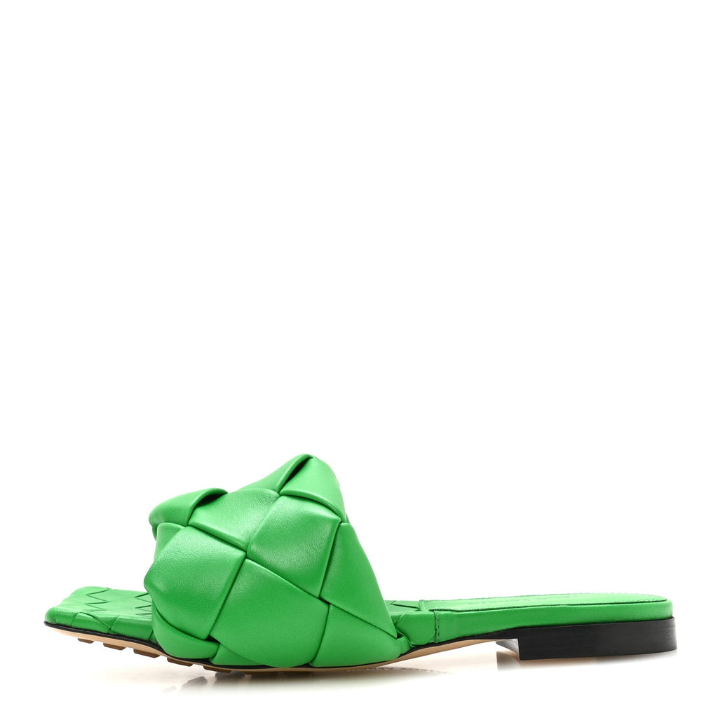Bottega Veneta Nappa Women's Maxi Intrecciato Lido Flat Sandals 36 Grass