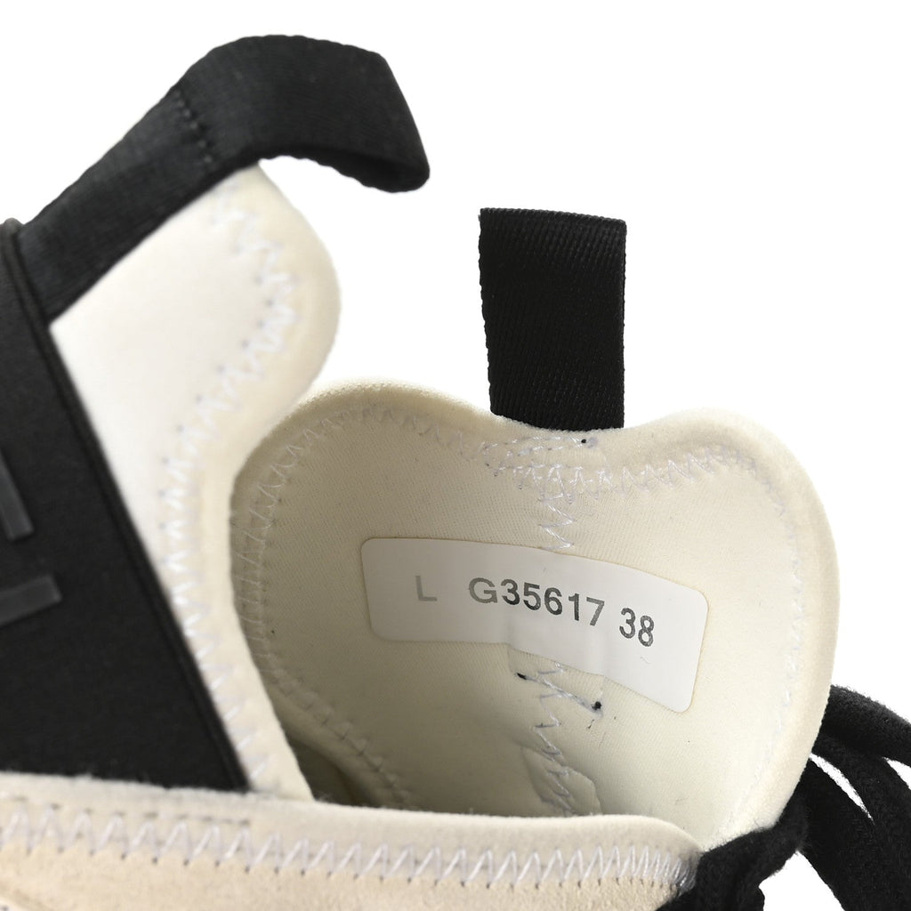 Chanel Velvet Calfskin Mixed Fibers Women's CC Sneakers 38 Ivory Black
