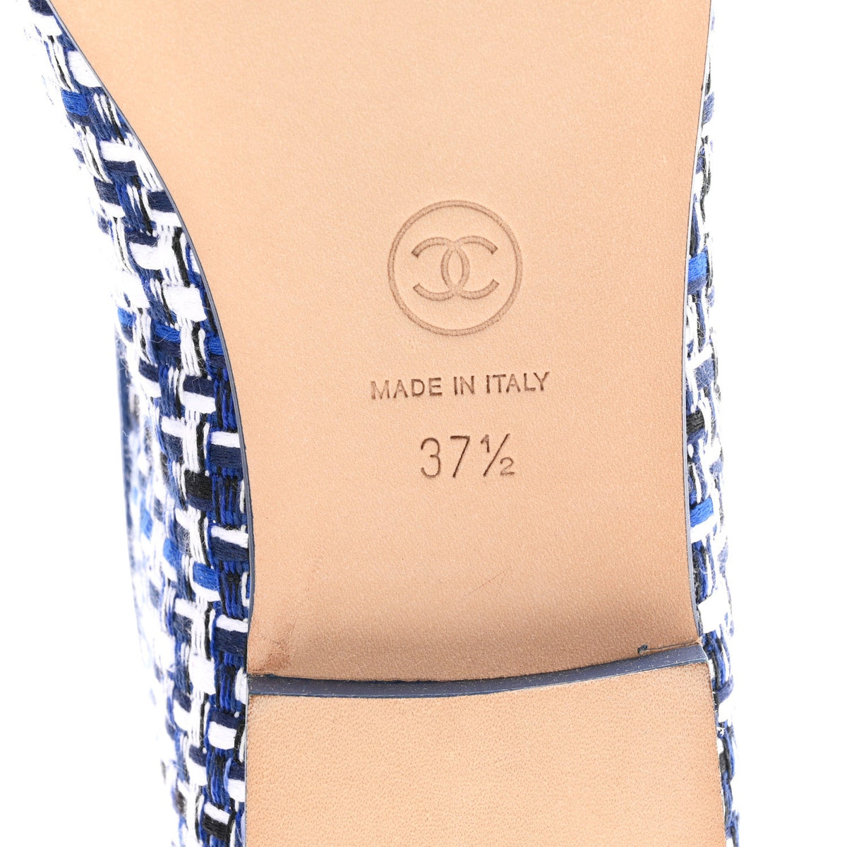 Chanel Tweed Lambskin CC Cap Toe Women's Flats