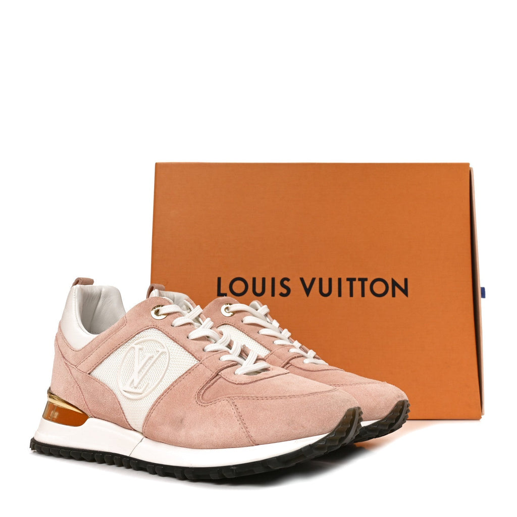 Louis Vuitton Suede Calfskin Women's Run Away Sneakers 38 Pink