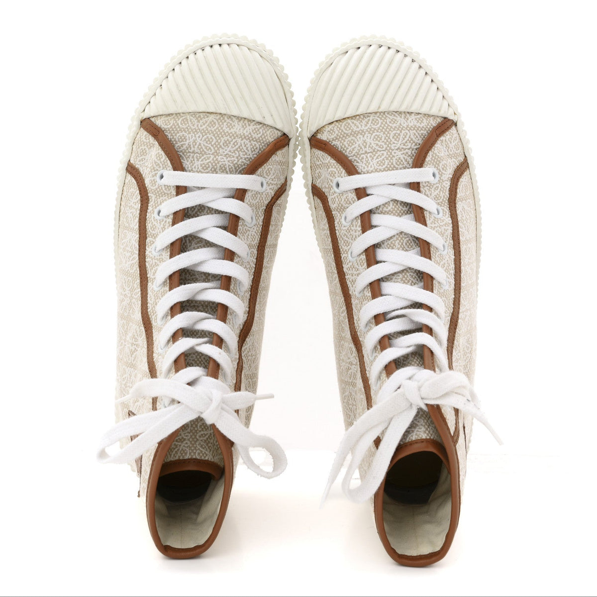 Loewe Jacquard Calfskin Men's Anagram High Top Sneakers 42 Natural White