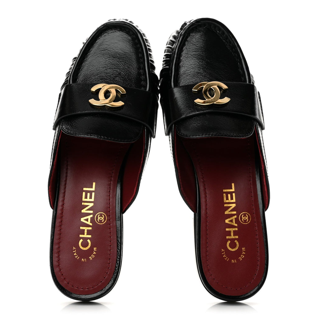 Chanel Shiny Crumpled Lambskin CC Women's Shoes