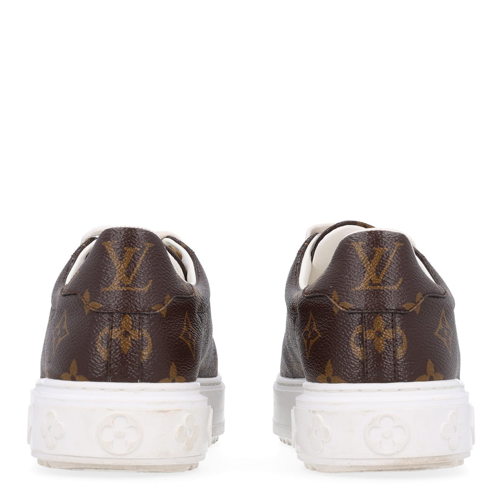 Louis Vuitton Monogram Women's Time Out Sneakers 38.5 Brown