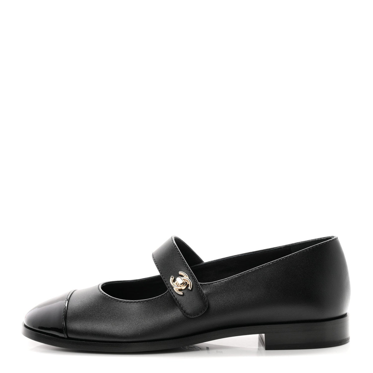 Calfskin Patent Mary Janes Flats Black