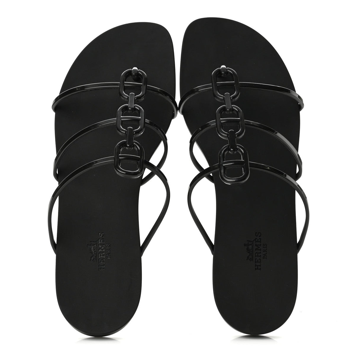 Hermes Rubber Women's Mykonos Sandals 40 Black