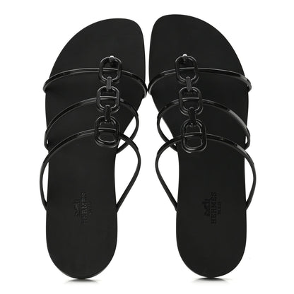 Hermes Rubber Women's Mykonos Sandals 40 Black