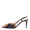 Garavanisatin Moire Floral VLogo Loco Slingback 80Mm Pumps Black Multi