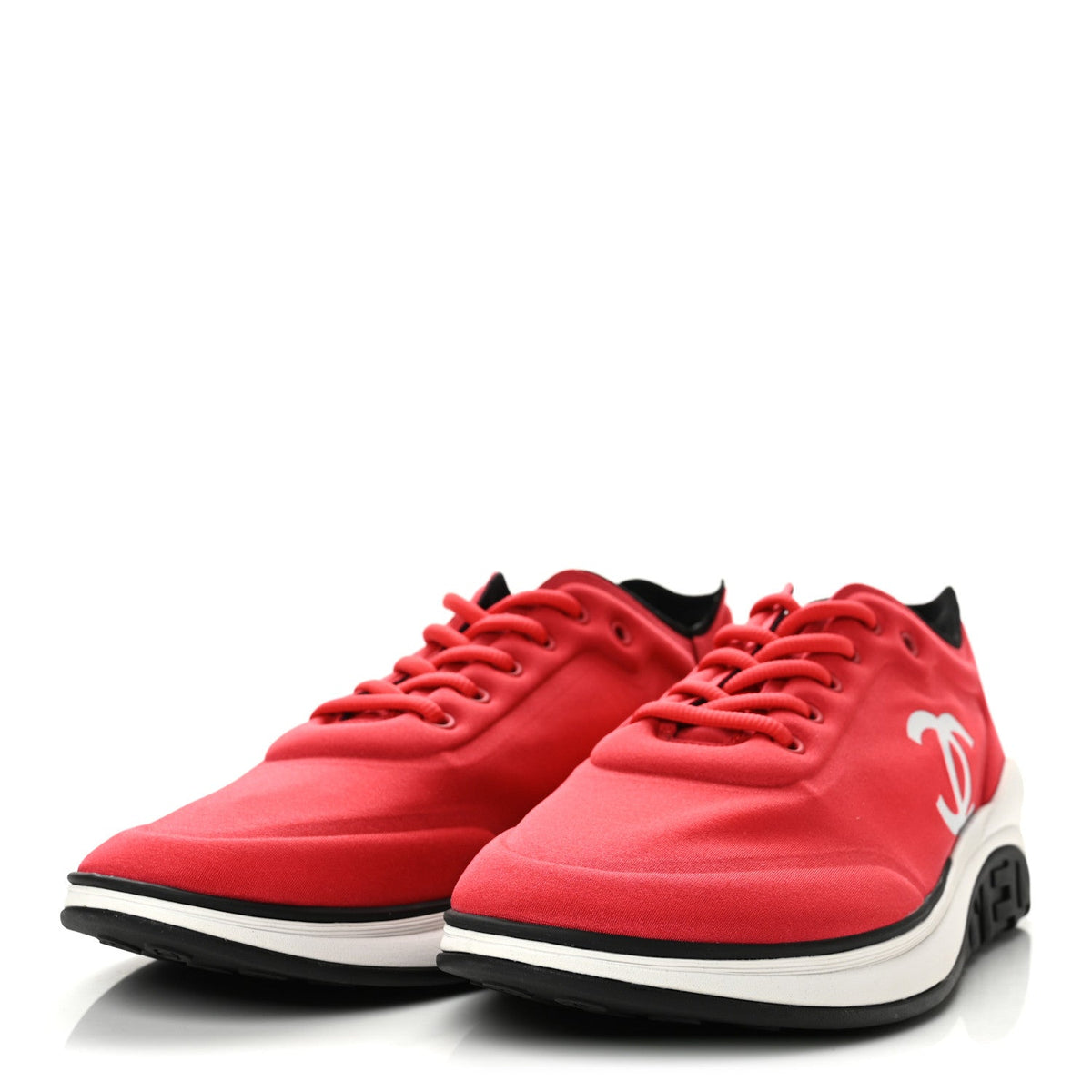 Chanel Mesh Lycra Thermoplastic Men's Sneakers Red White