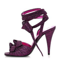 Saint Laurent Glitter Metallic Women's Kiki 100 Ankle Strap Sandals 36.5 Fucxia