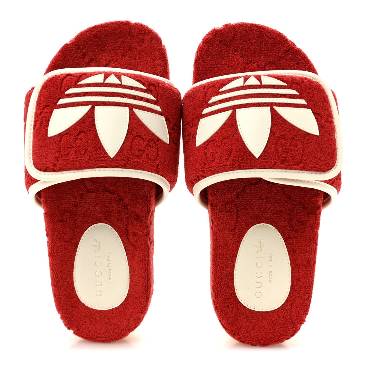 Gucci X Adidas Terry Cloth Women's Platform Sandals 36 Maple Red Off White