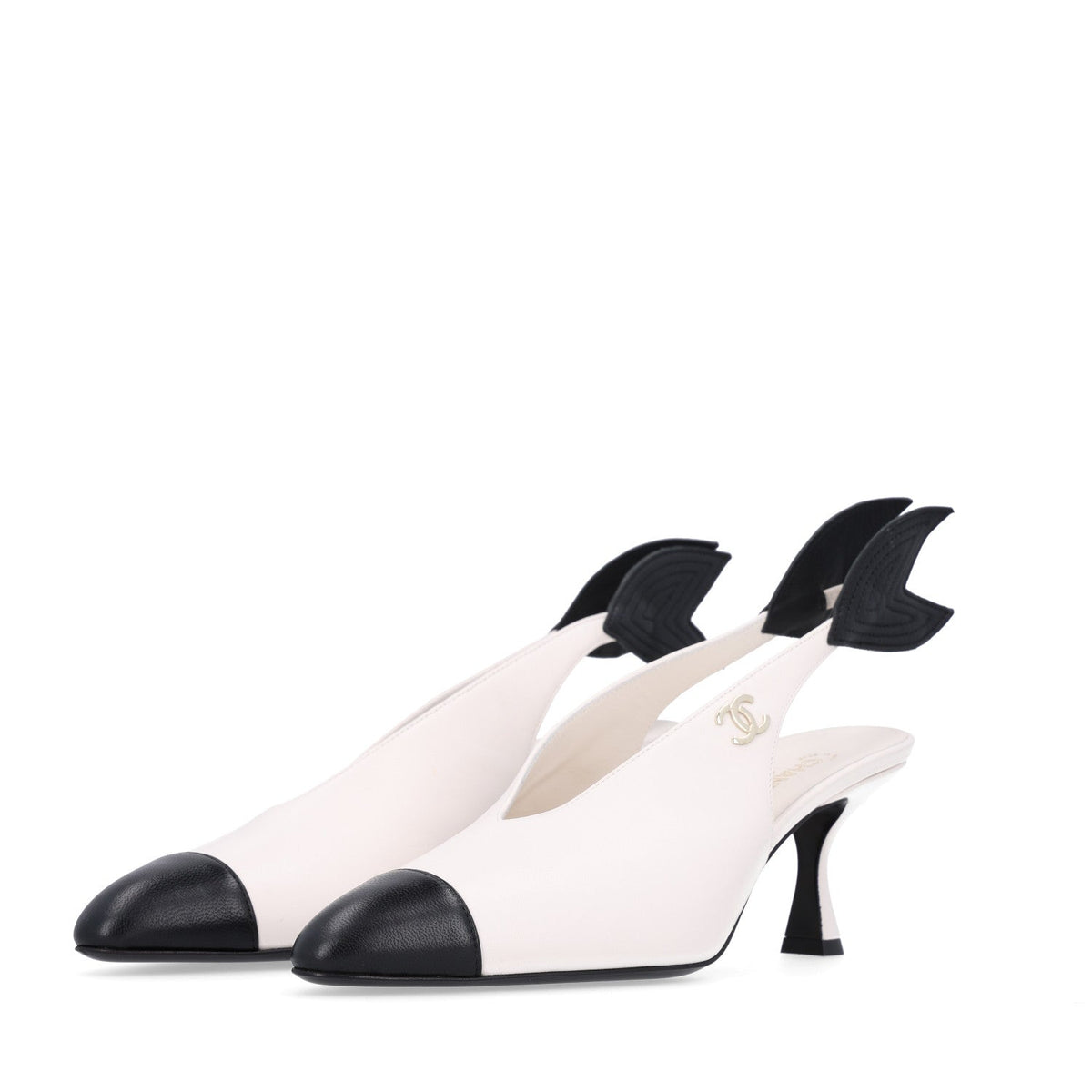 Chanel Lambskin Cap Toe Women's Slingback Pumps