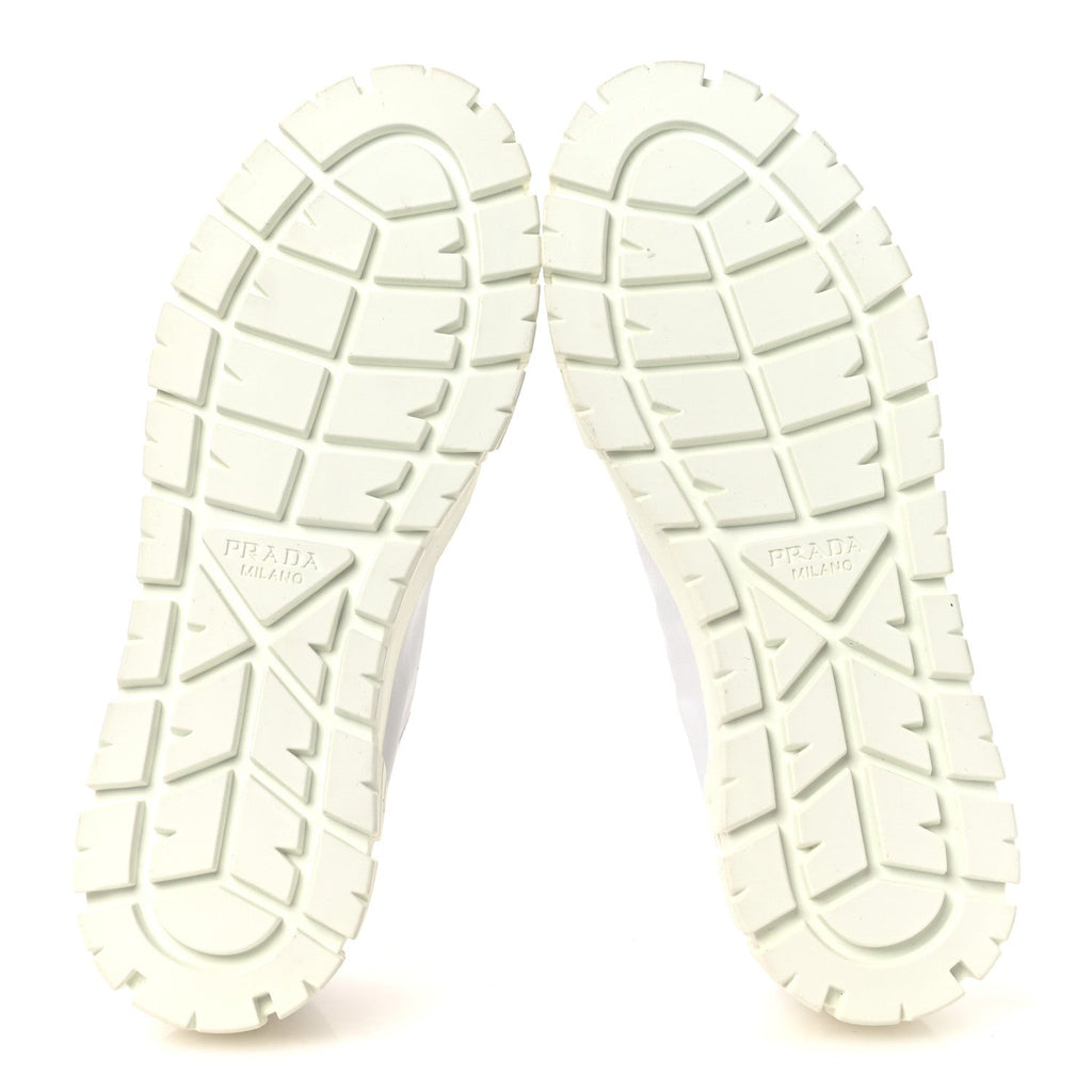 Prada Re-Nylon Gabardine Women's Double Wheel Sneakers 40 White