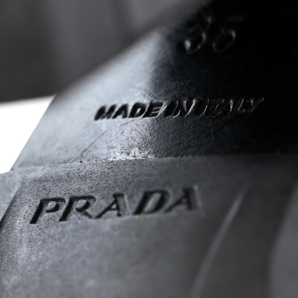 Prada Spazzolato Distressed Leather Women's Buckle 120mm Ankle Boots 35 Black