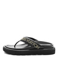 Louis Vuitton Calfskin Women's Logo Studded Pillow Flat Sandals 35 Black