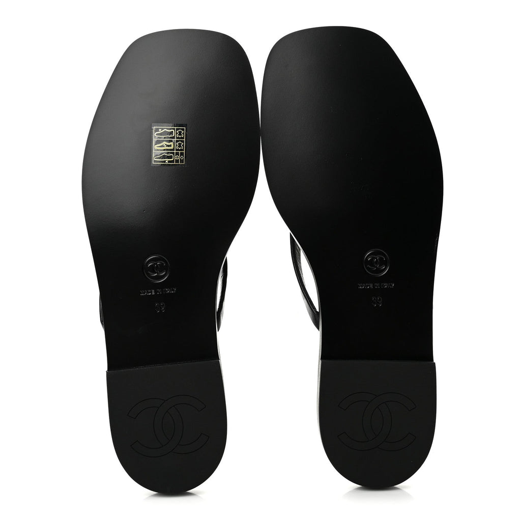 Chanel Goatskin CC Times Square Women's Thong Sandals