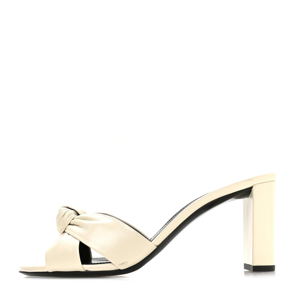 Saint Laurent Lambskin Bianca Women's Mules Pearl