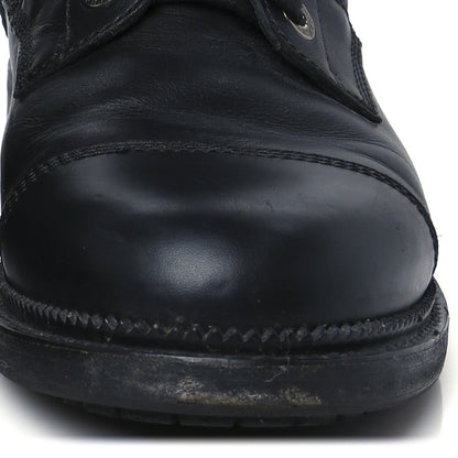 Chanel Calfskin Women's Quilted Lace Up Combat Boots 39 Black