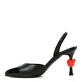 Lambskin Patent Cap Toe CC Apple Slingback Pumps Black