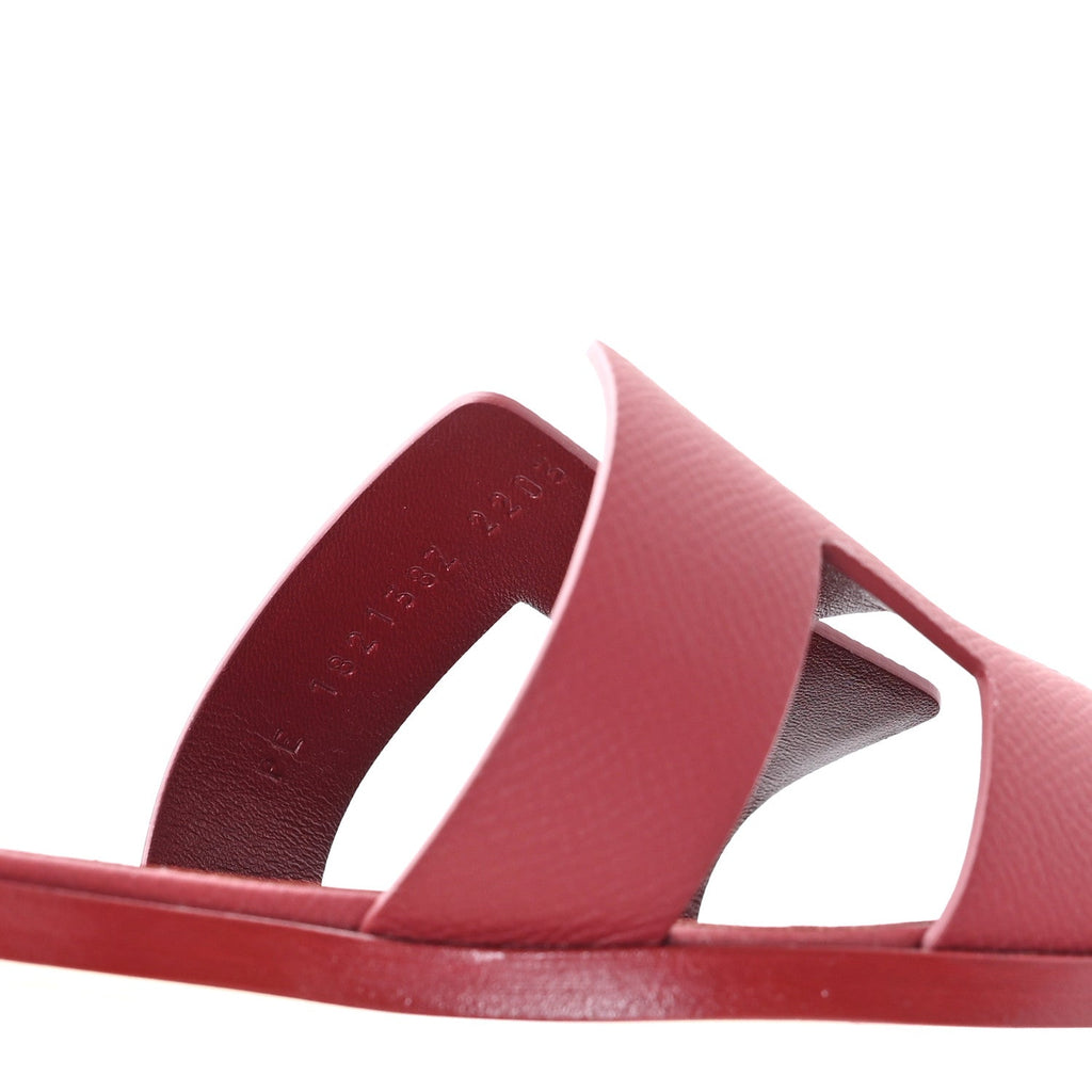 Hermes Epsom Women's Santorini Sandals 38 Rouge H