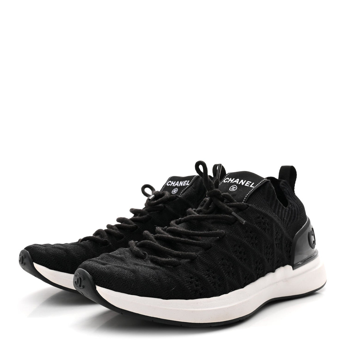 Chanel Fabric Logo Women's Sneakers 37.5 Black