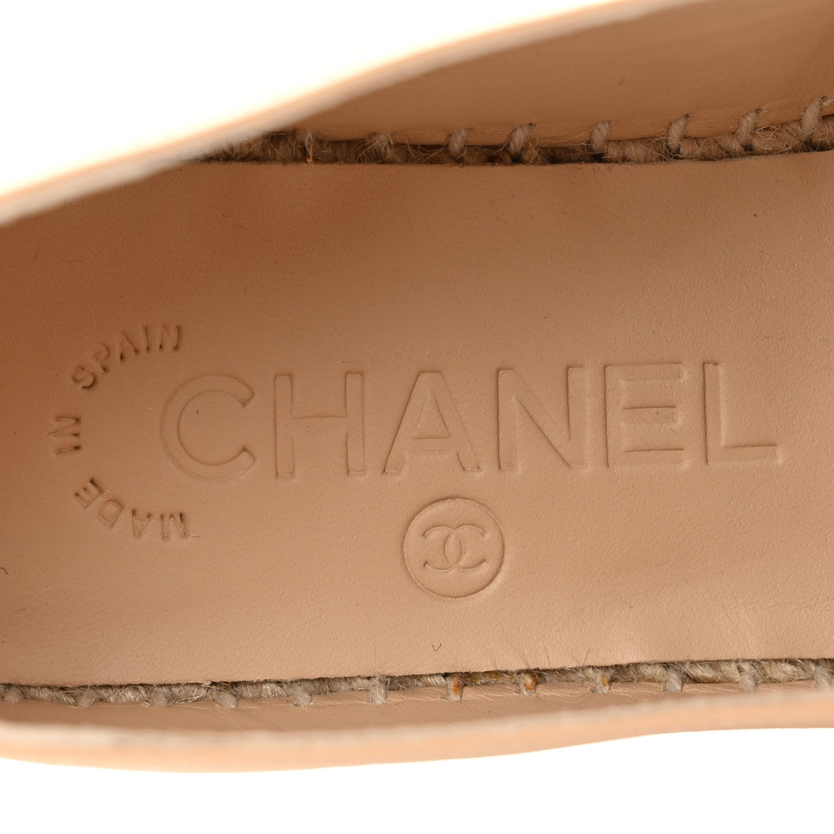 Chanel Lambskin Women's CC Espadrilles 35 Beige Black